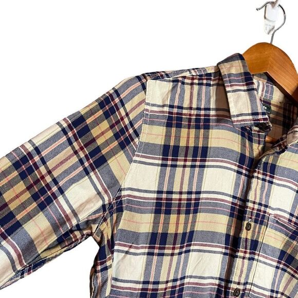 3 for $30! Roots beige plaid woven button down shirt - Picture 6 of 12